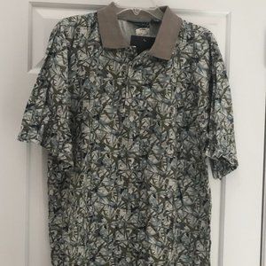 NWT Vintage Polo Shirt Men's L Beige/Aqua Short Sleeve Northern Isles 90s